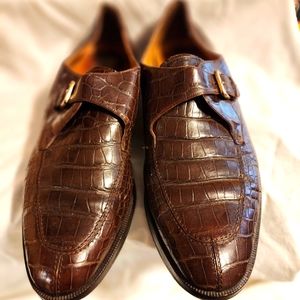 PAOLO DE MARCO ALLIGATOR Mens Brown size 14 pre-owned